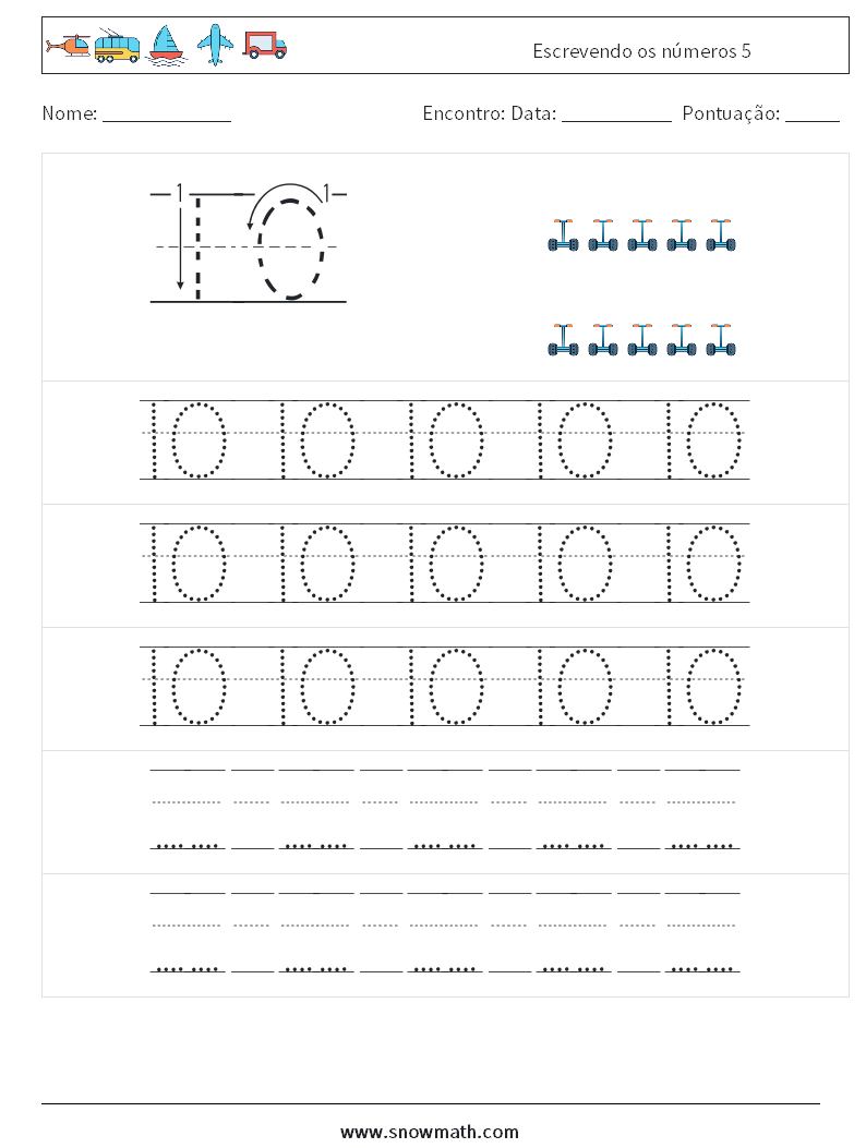 Escrevendo os números 5 planilhas matemáticas 23
