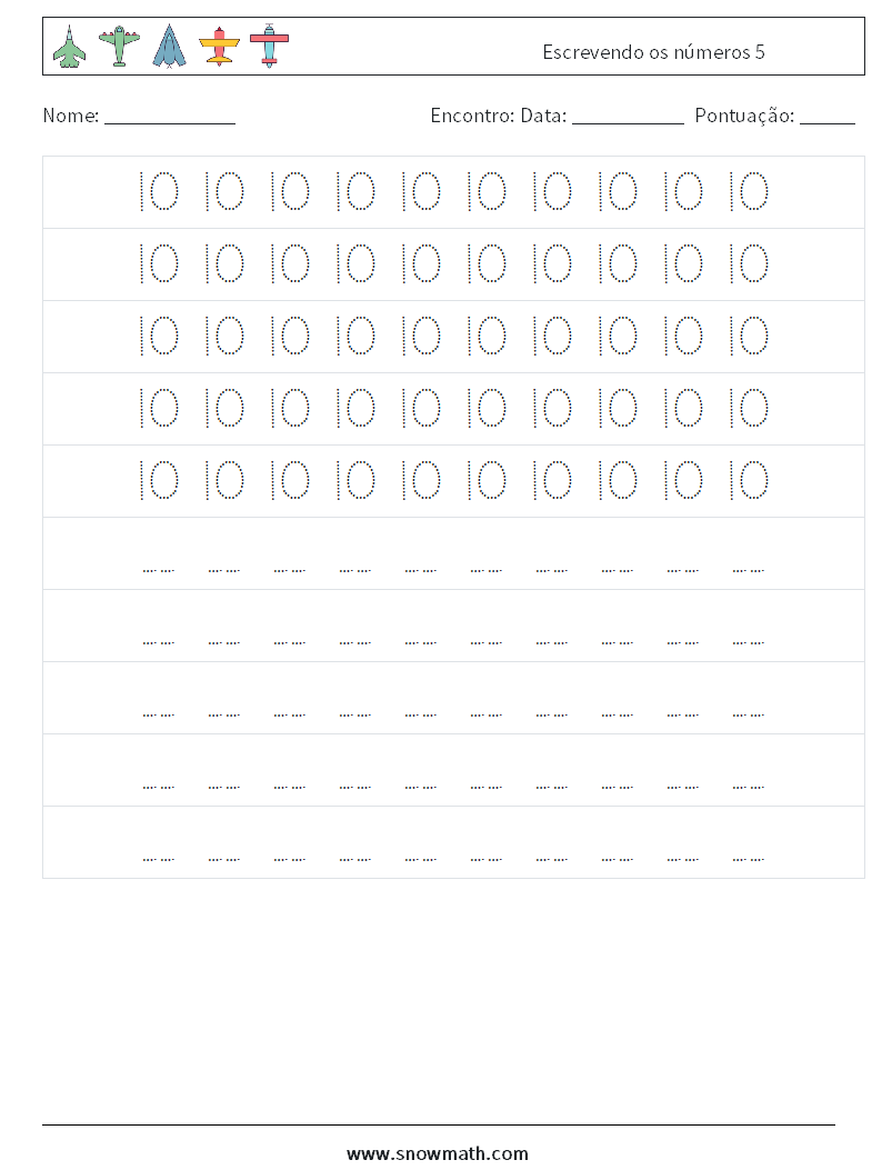 Escrevendo os números 5 planilhas matemáticas 4