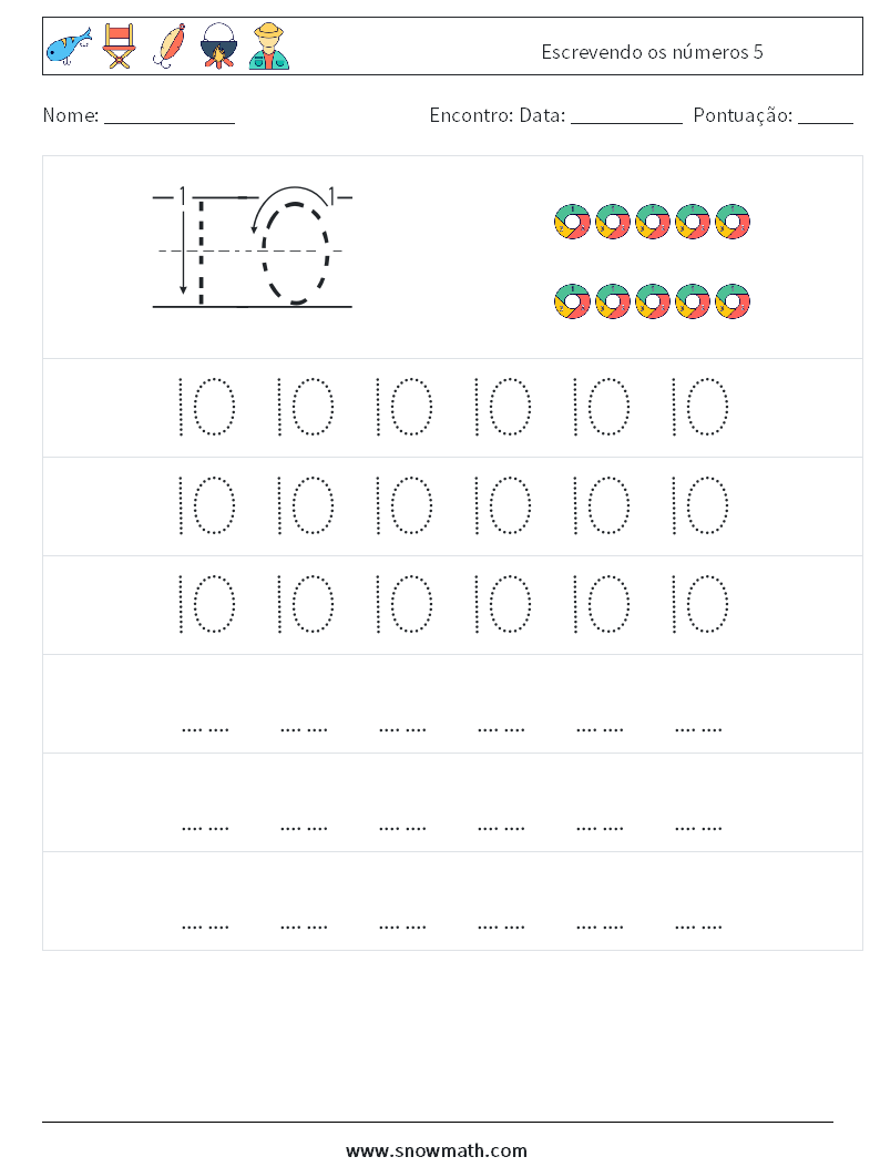 Escrevendo os números 5 planilhas matemáticas 7