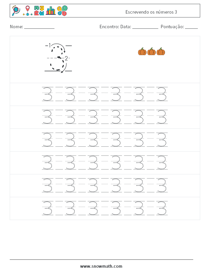 Escrevendo os números 3 planilhas matemáticas 17