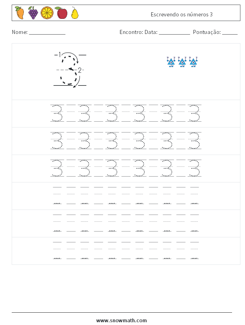 Escrevendo os números 3 planilhas matemáticas 19