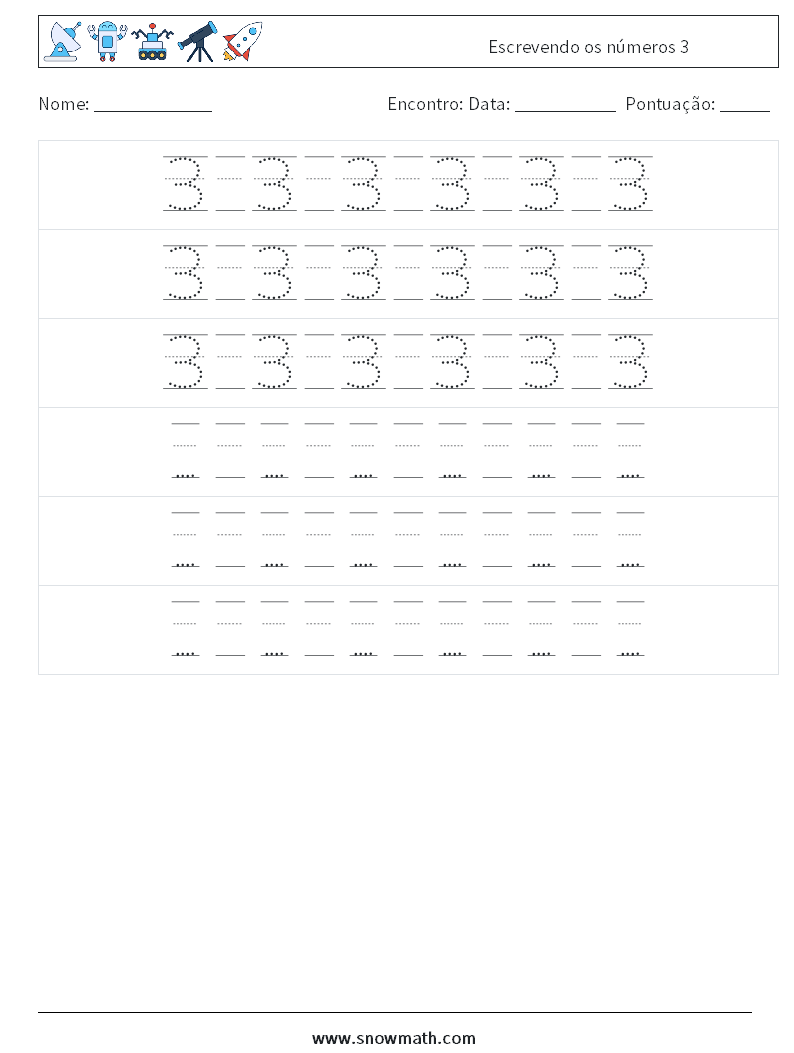 Escrevendo os números 3 planilhas matemáticas 20