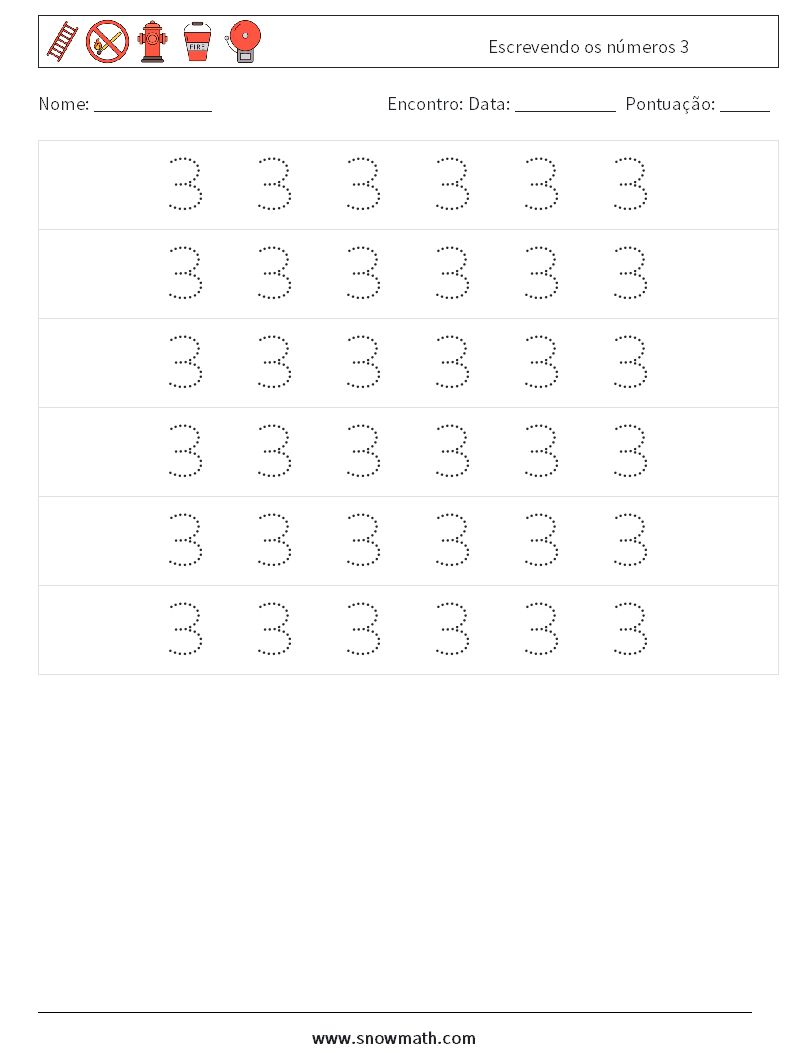 Escrevendo os números 3 planilhas matemáticas 6
