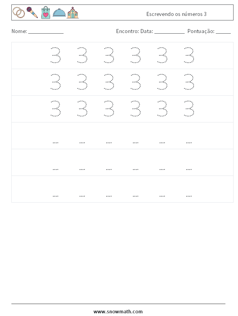 Escrevendo os números 3 planilhas matemáticas 8