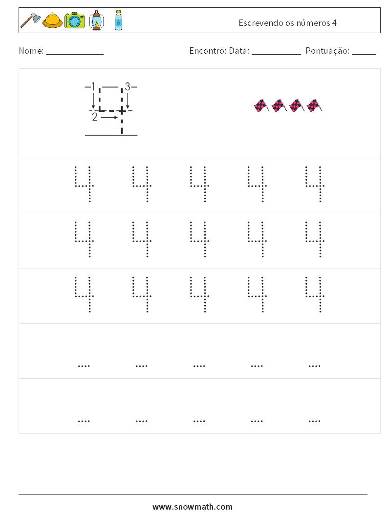 Escrevendo os números 4 planilhas matemáticas 11