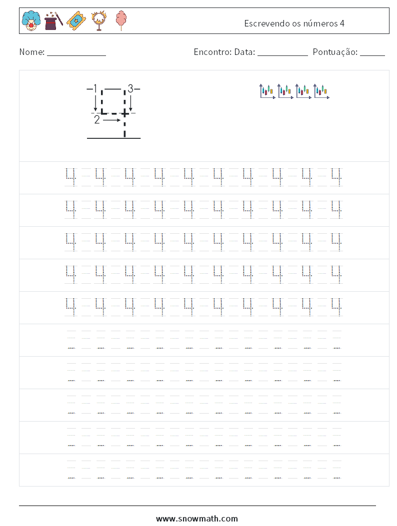 Escrevendo os números 4 planilhas matemáticas 15