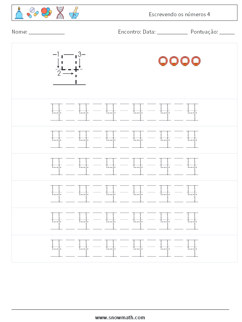 Escrevendo os números 4 planilhas matemáticas 17