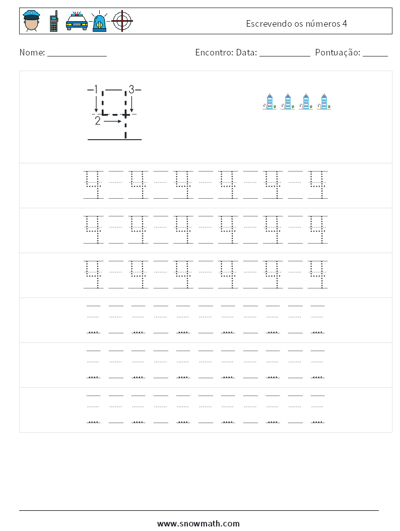 Escrevendo os números 4 planilhas matemáticas 19