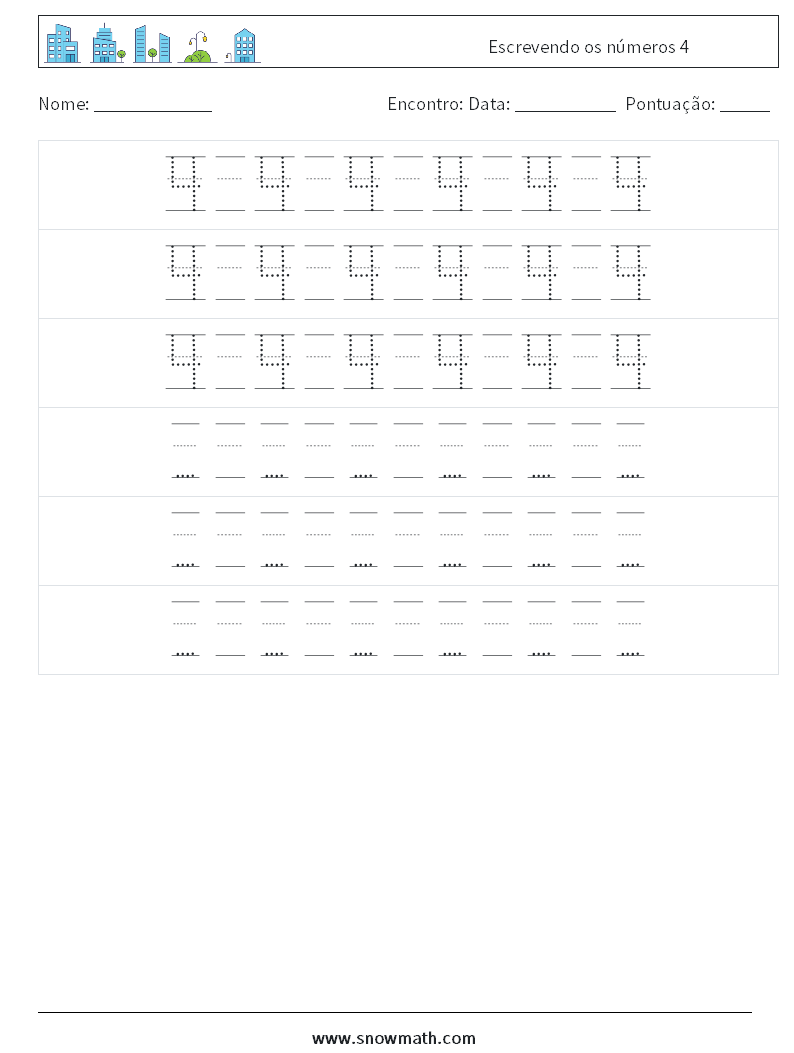 Escrevendo os números 4 planilhas matemáticas 20