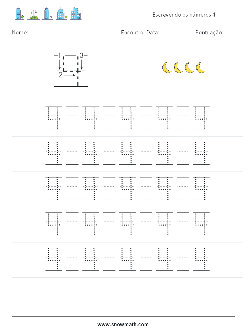 Escrevendo os números 4 planilhas matemáticas 21