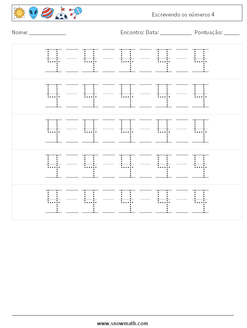 Escrevendo os números 4 planilhas matemáticas 22