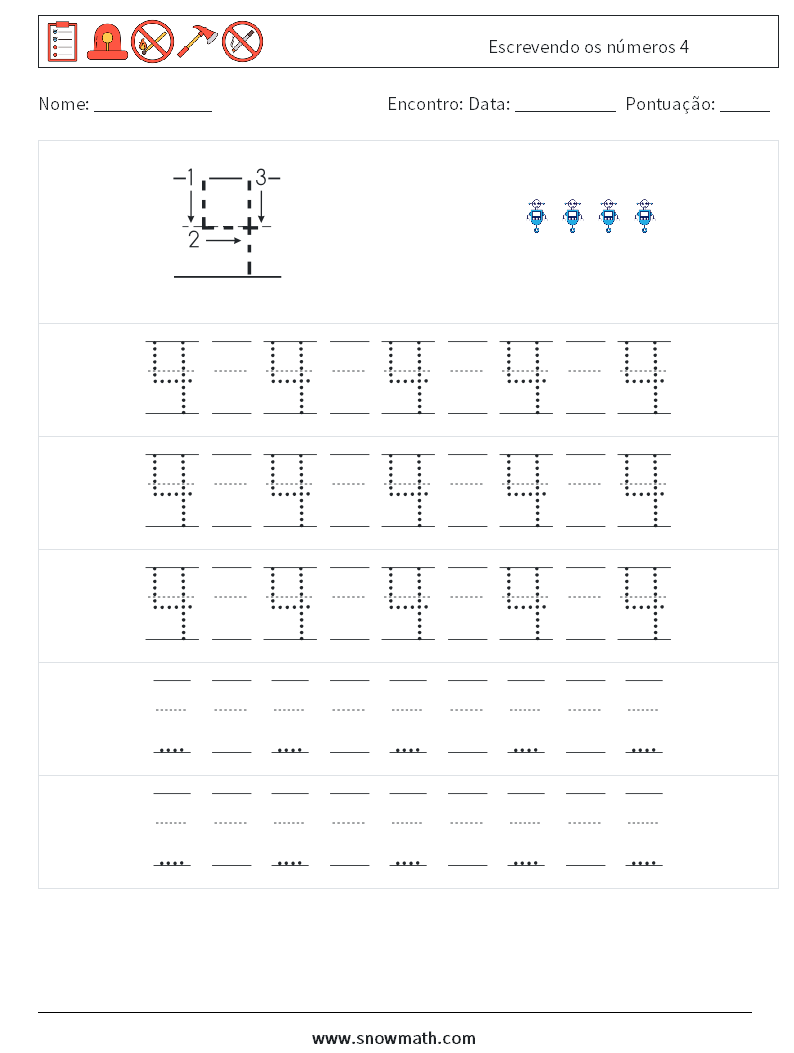 Escrevendo os números 4 planilhas matemáticas 23