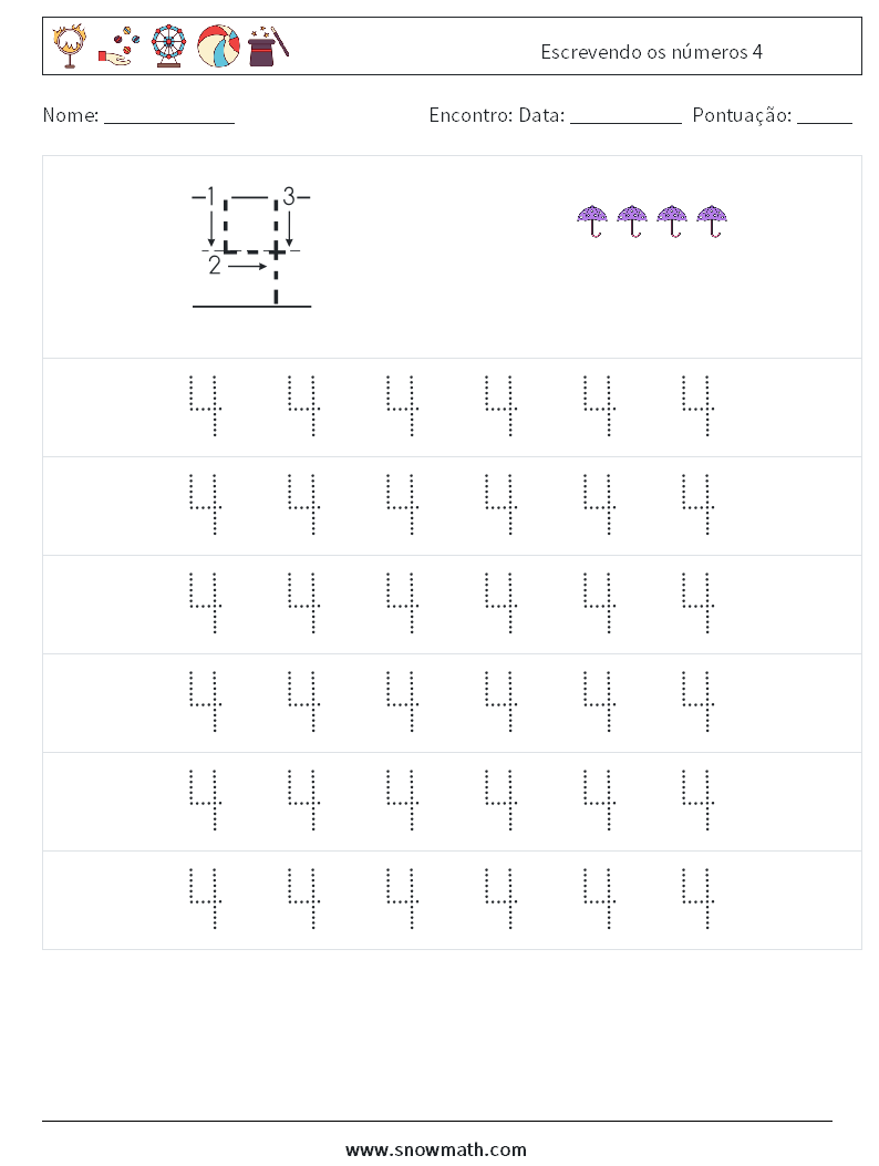 Escrevendo os números 4 planilhas matemáticas 5