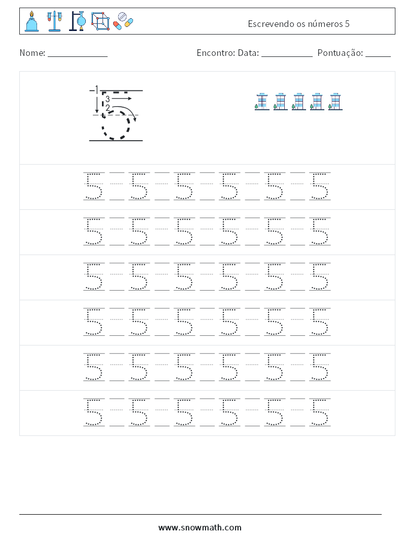 Escrevendo os números 5 planilhas matemáticas 17