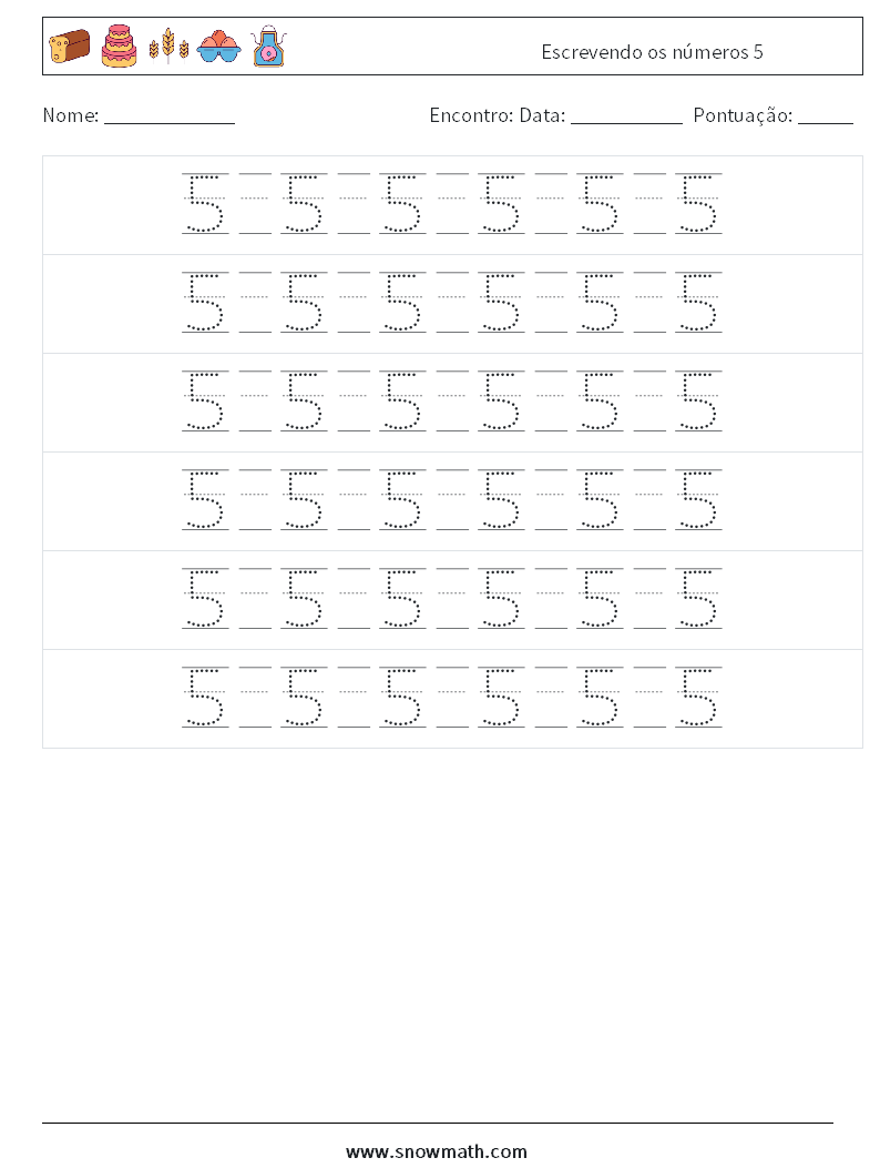 Escrevendo os números 5 planilhas matemáticas 18