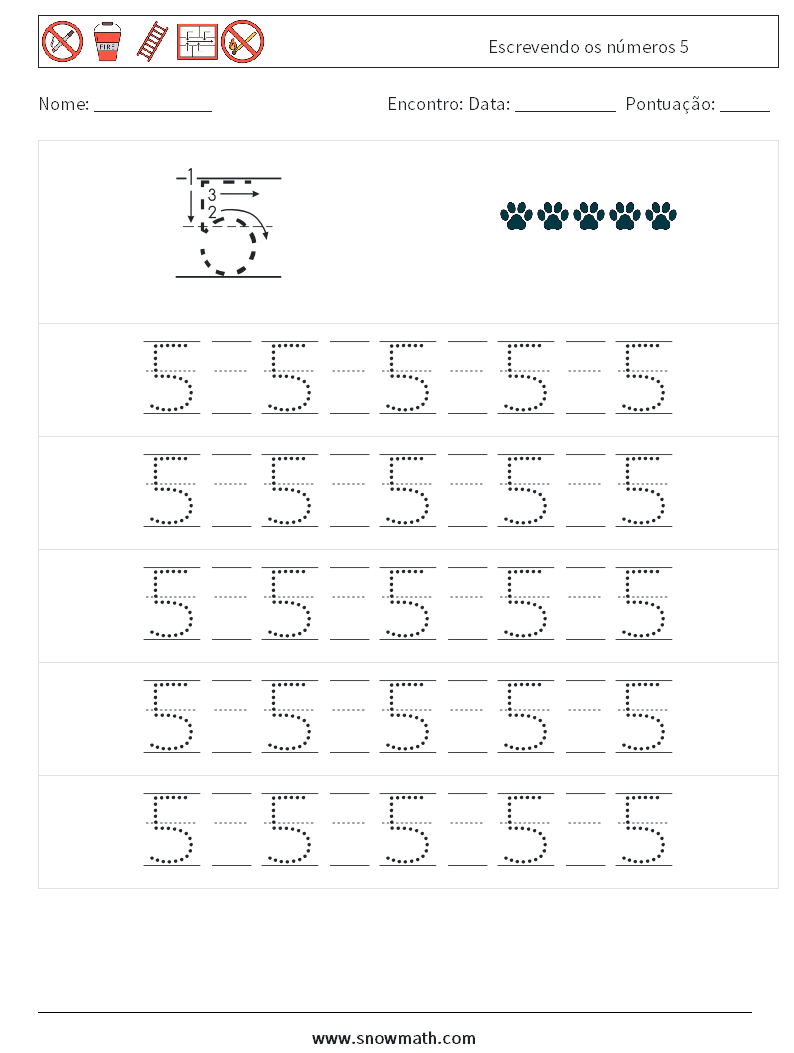 Escrevendo os números 5 planilhas matemáticas 21