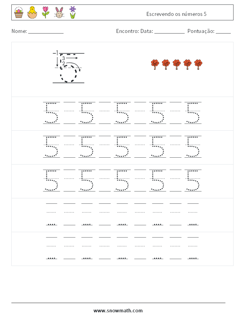 Escrevendo os números 5 planilhas matemáticas 23