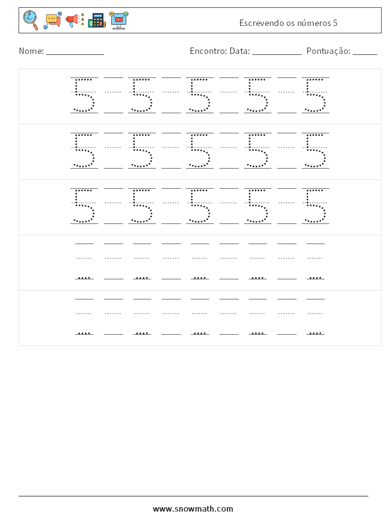 Escrevendo os números 5 planilhas matemáticas 24