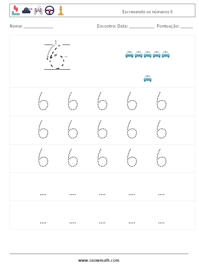 Escrevendo os números 6 planilhas matemáticas 11