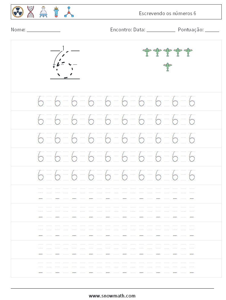 Escrevendo os números 6 planilhas matemáticas 15