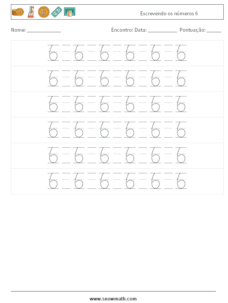 Escrevendo os números 6 planilhas matemáticas 18