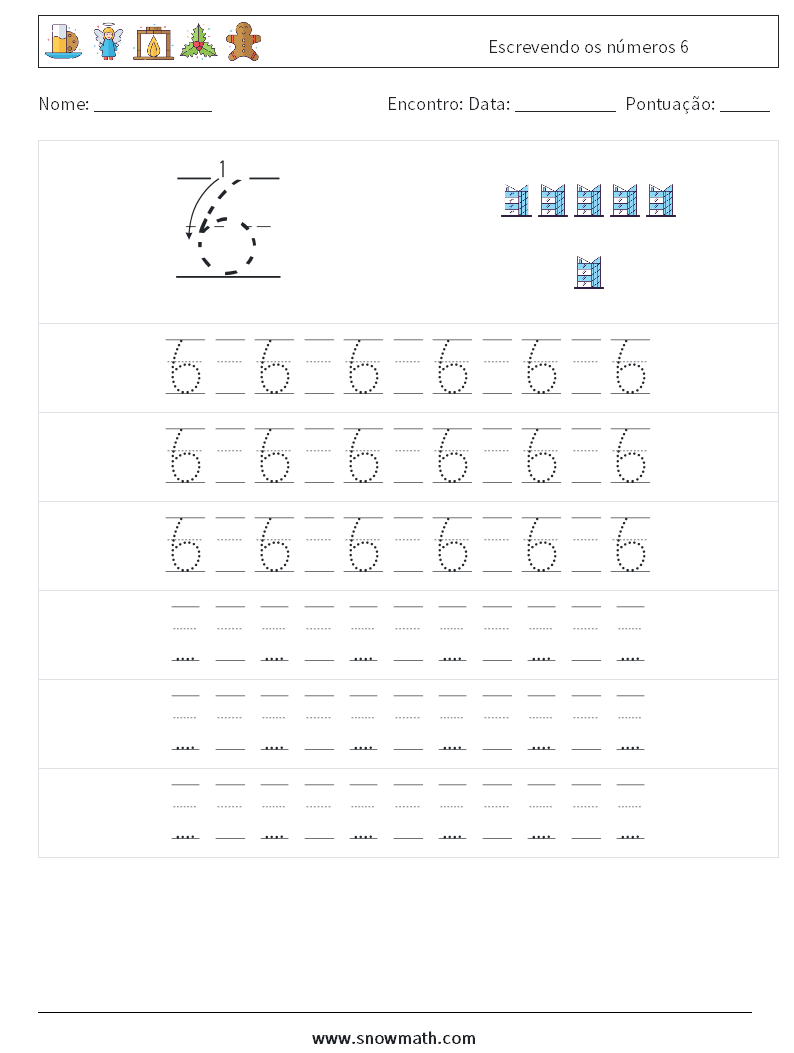 Escrevendo os números 6 planilhas matemáticas 19