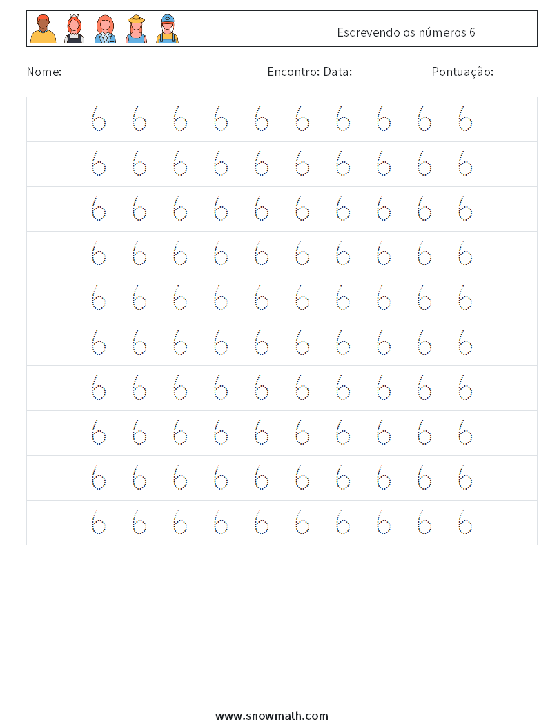 Escrevendo os números 6 planilhas matemáticas 2