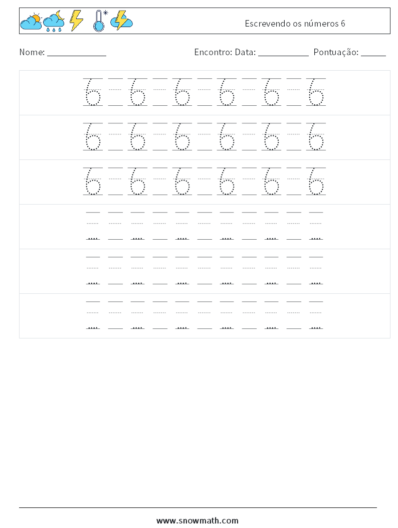 Escrevendo os números 6 planilhas matemáticas 20