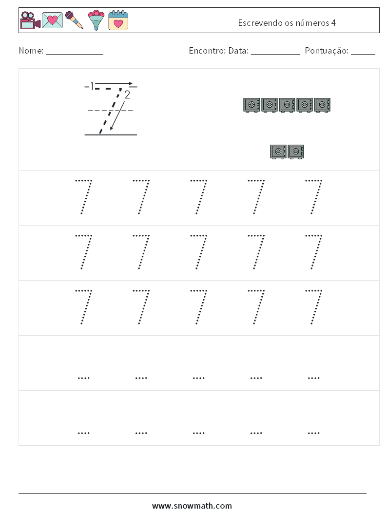 Escrevendo os números 4 planilhas matemáticas 11