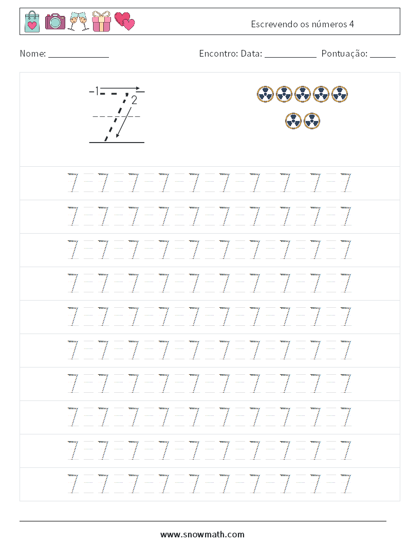 Escrevendo os números 4 planilhas matemáticas 13