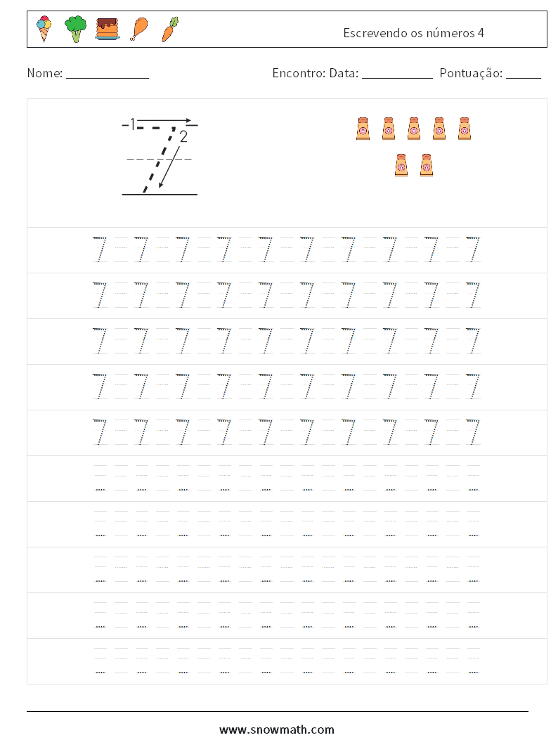 Escrevendo os números 4 planilhas matemáticas 15