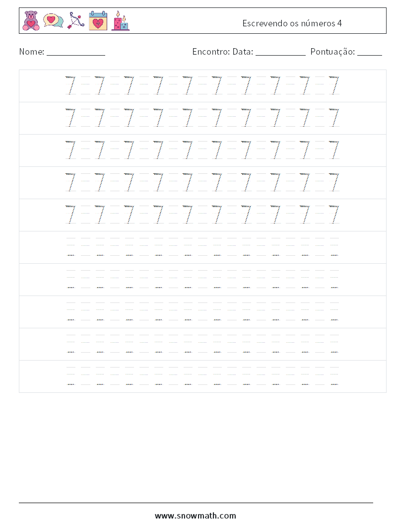 Escrevendo os números 4 planilhas matemáticas 16