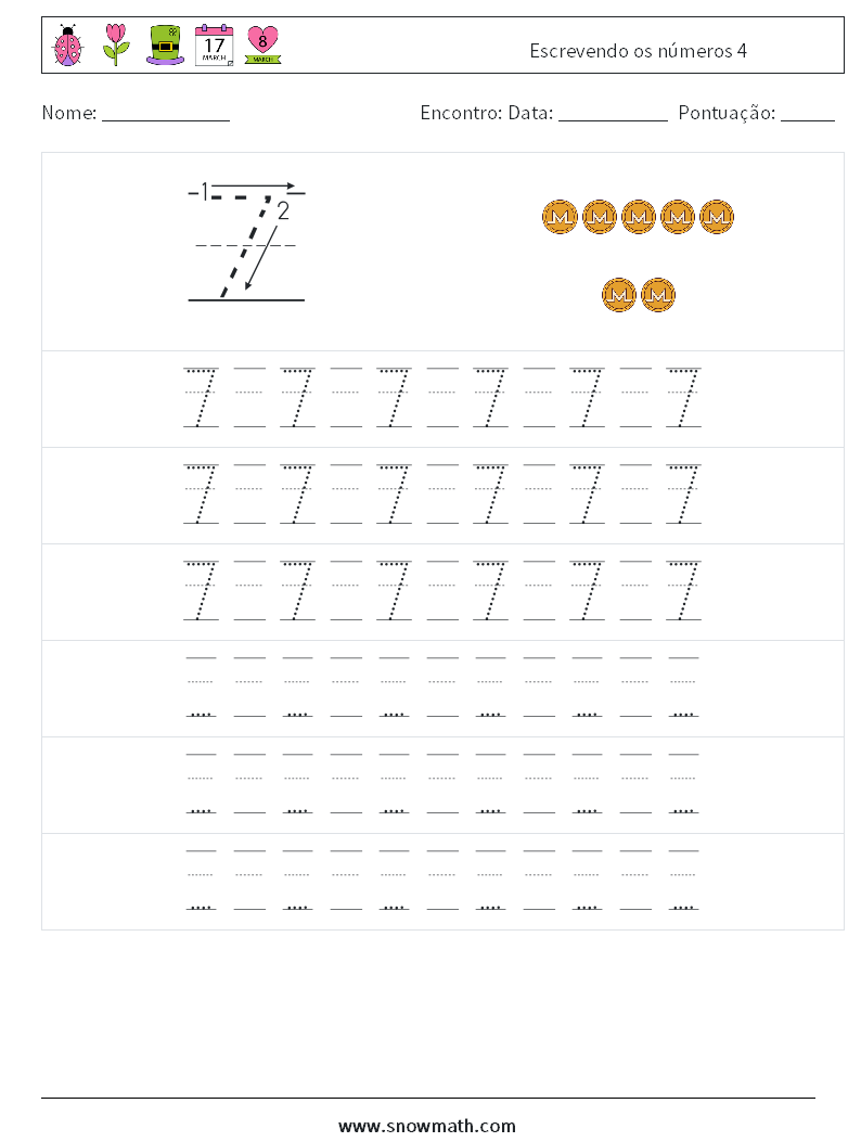 Escrevendo os números 4 planilhas matemáticas 19