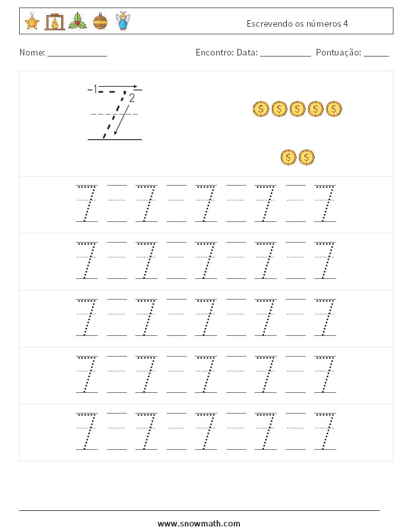 Escrevendo os números 4 planilhas matemáticas 21