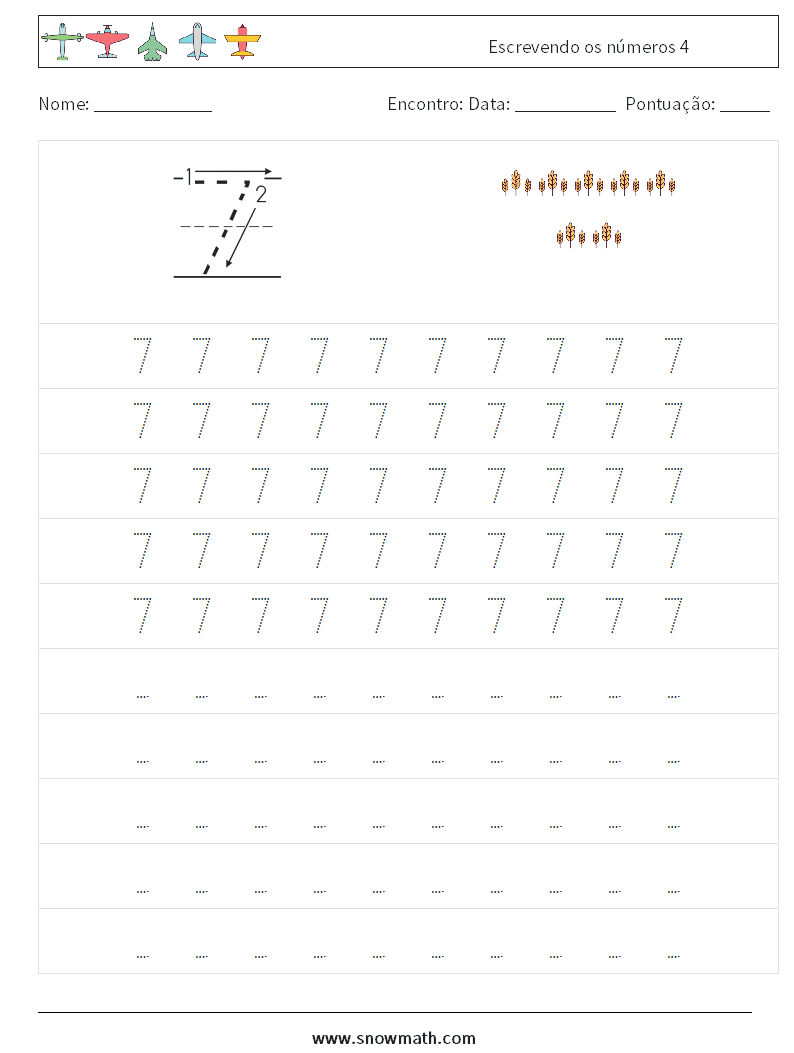 Escrevendo os números 4 planilhas matemáticas 3