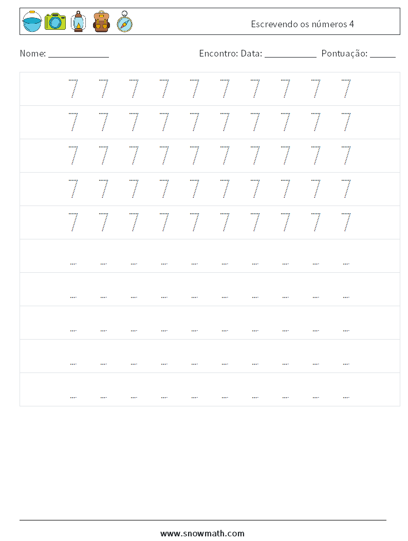 Escrevendo os números 4 planilhas matemáticas 4