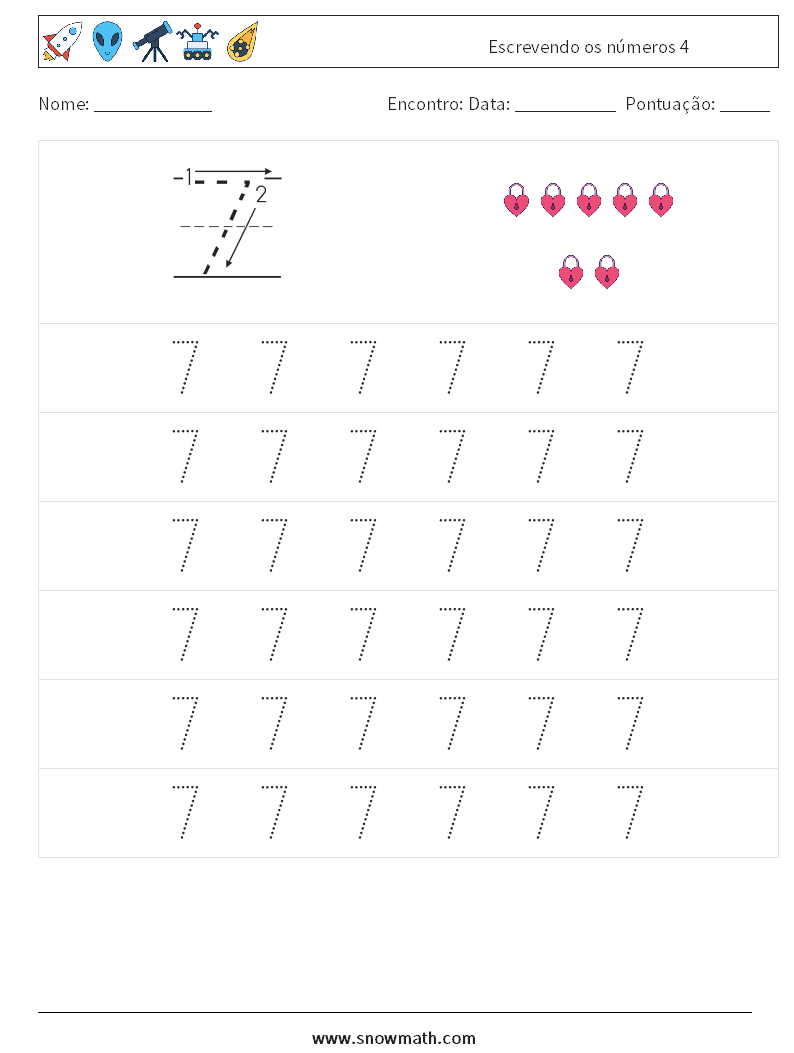 Escrevendo os números 4 planilhas matemáticas 5