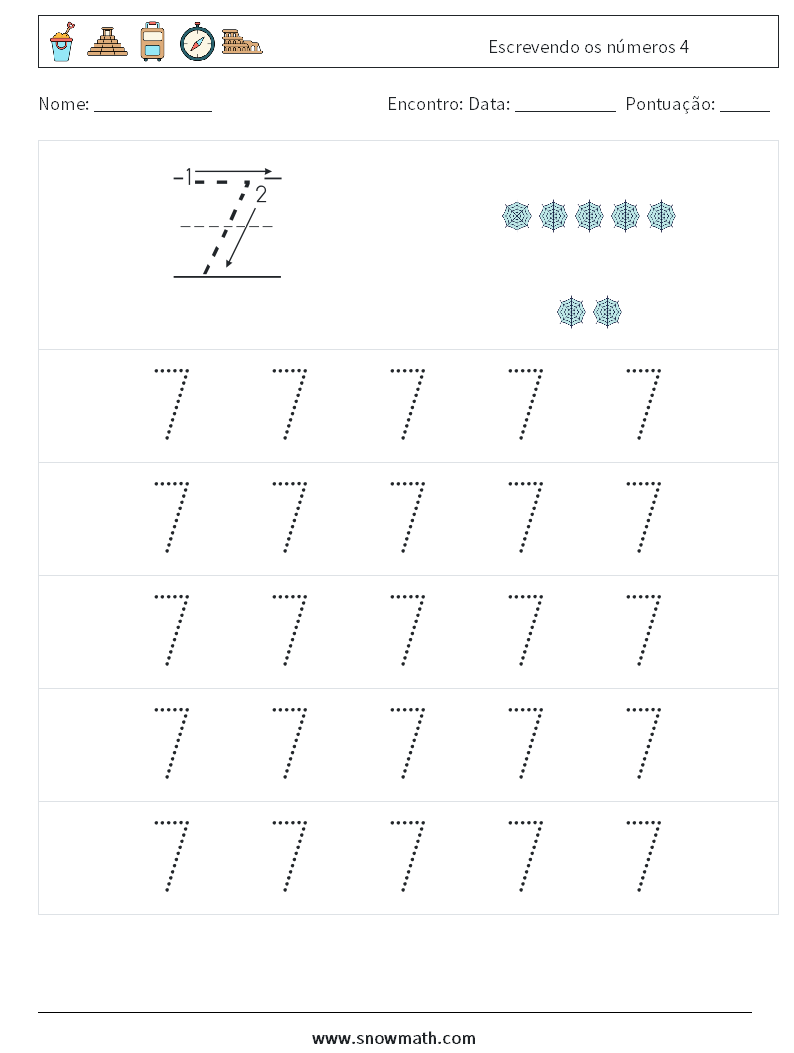 Escrevendo os números 4 planilhas matemáticas 9