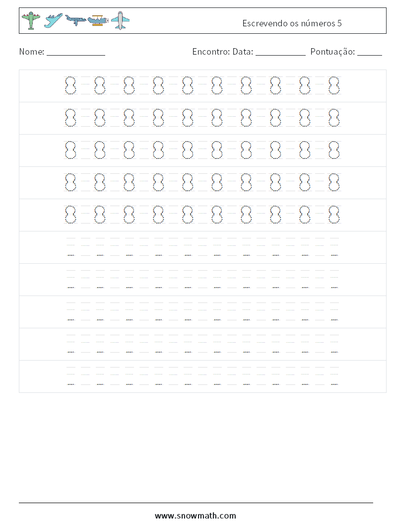 Escrevendo os números 5 planilhas matemáticas 16