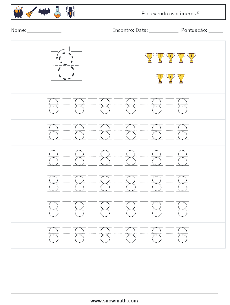 Escrevendo os números 5 planilhas matemáticas 17