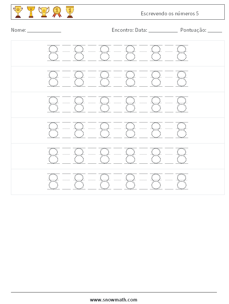 Escrevendo os números 5 planilhas matemáticas 18