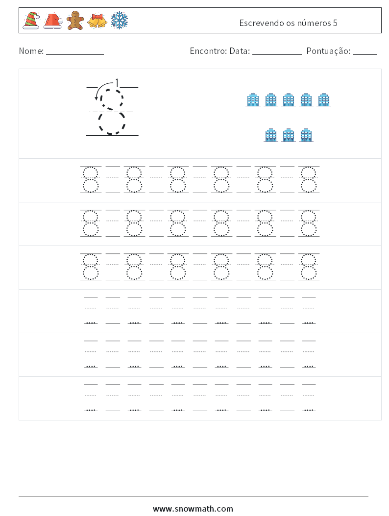 Escrevendo os números 5 planilhas matemáticas 19