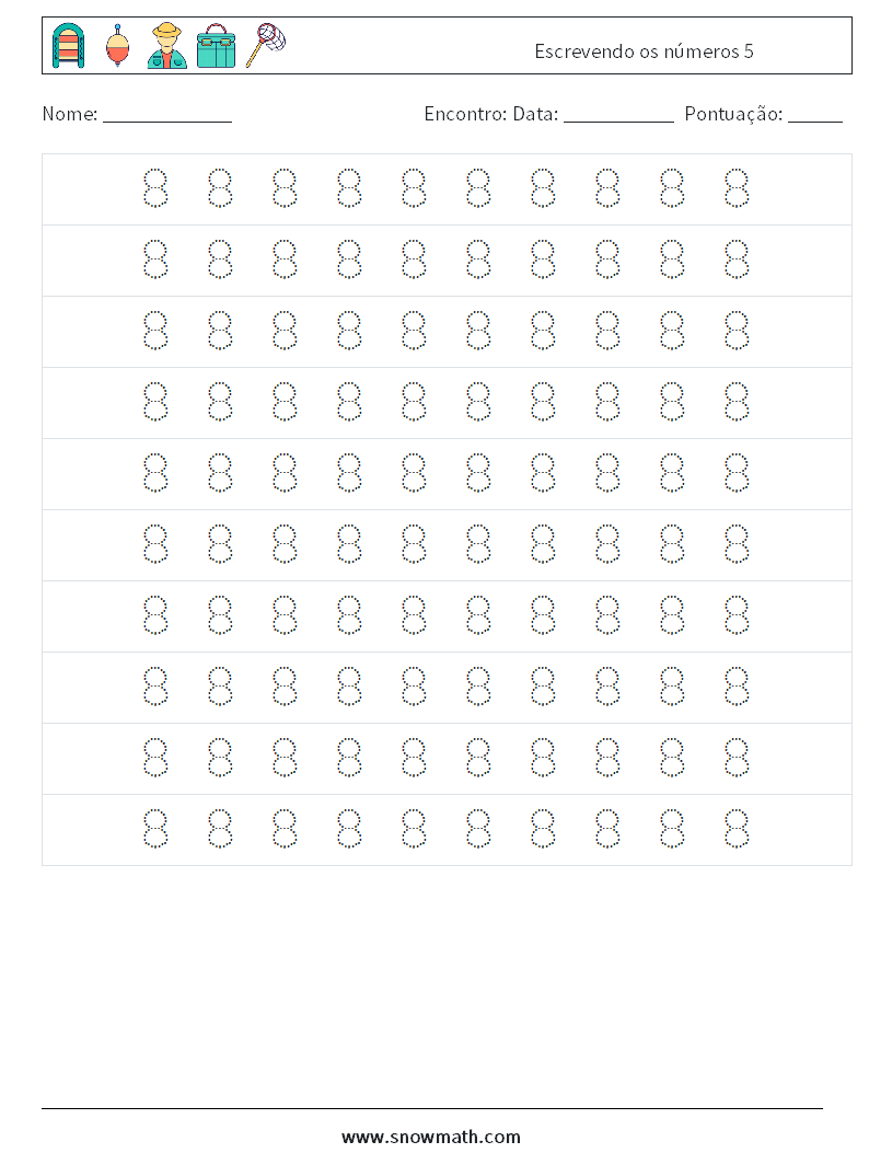 Escrevendo os números 5 planilhas matemáticas 2