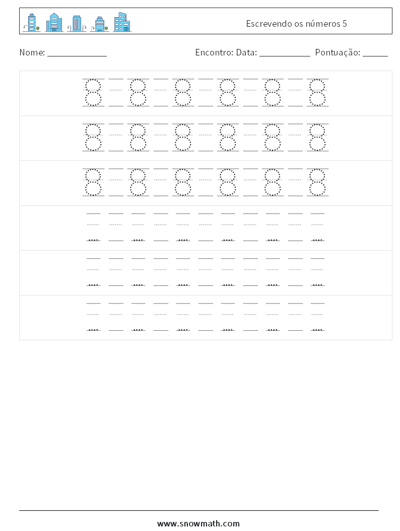 Escrevendo os números 5 planilhas matemáticas 20