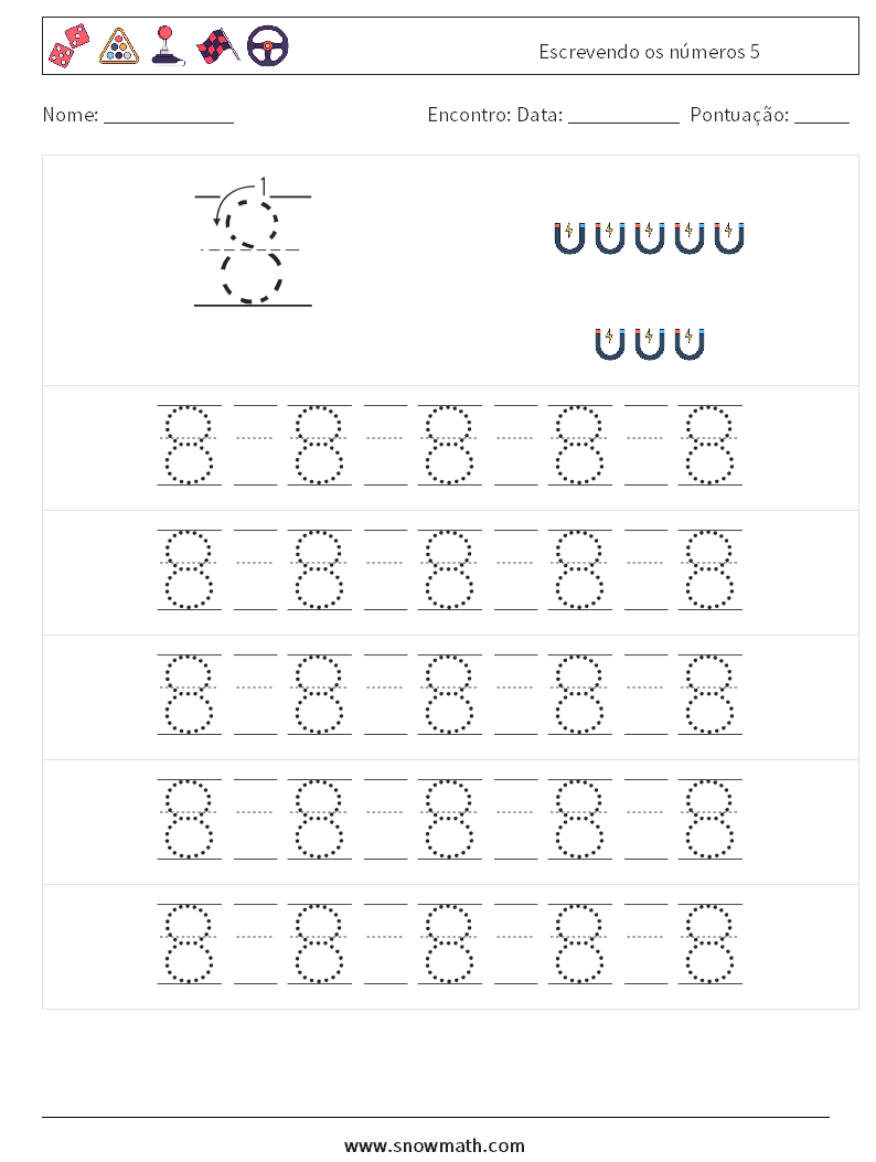 Escrevendo os números 5 planilhas matemáticas 21