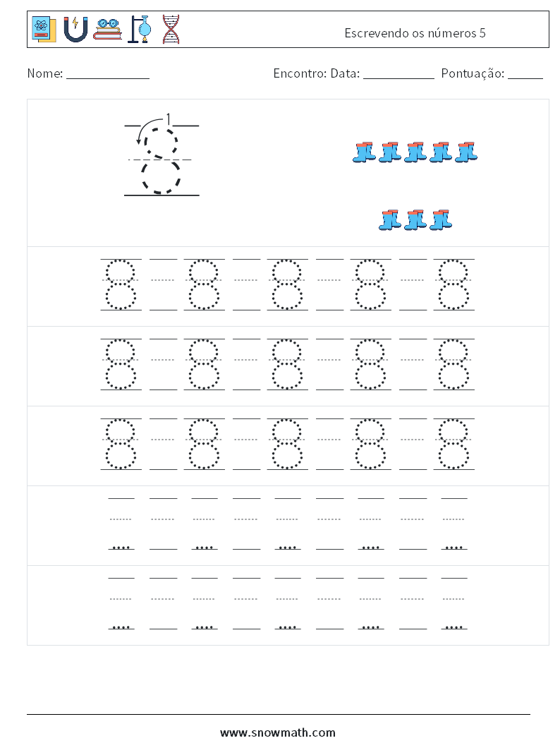 Escrevendo os números 5 planilhas matemáticas 23