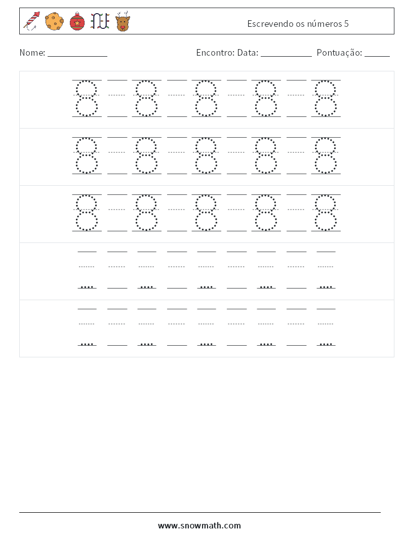 Escrevendo os números 5 planilhas matemáticas 24