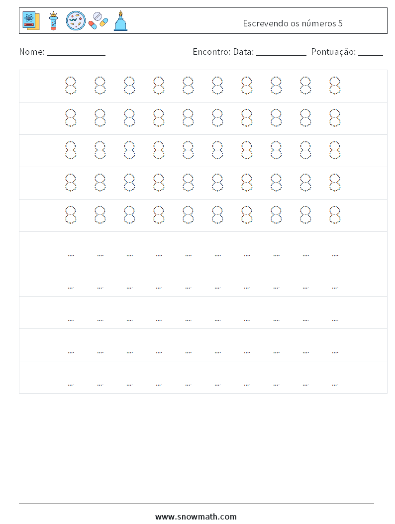 Escrevendo os números 5 planilhas matemáticas 4