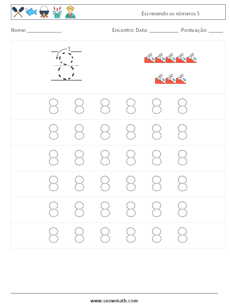 Escrevendo os números 5 planilhas matemáticas 5