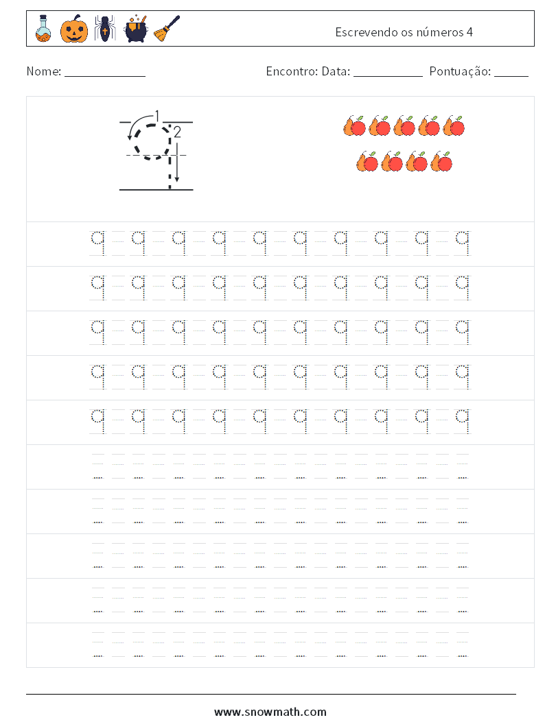 Escrevendo os números 4 planilhas matemáticas 15